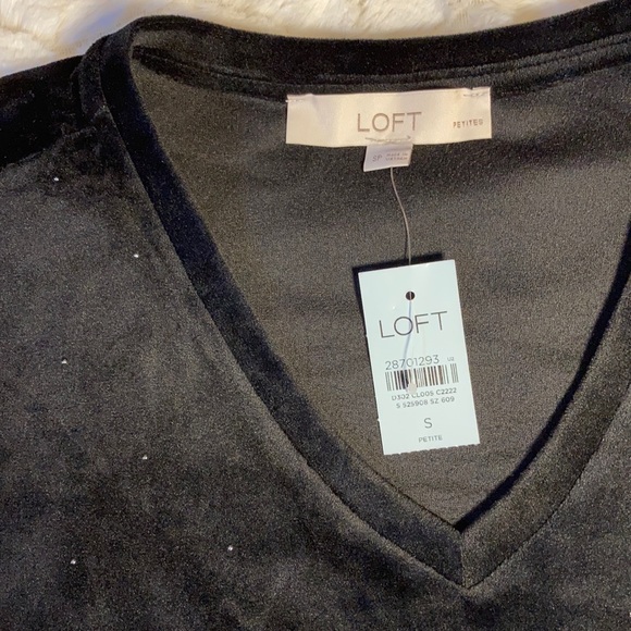 CLOSING SALE LOFT Black Velour V-Neck Tee - Picture 3 of 4